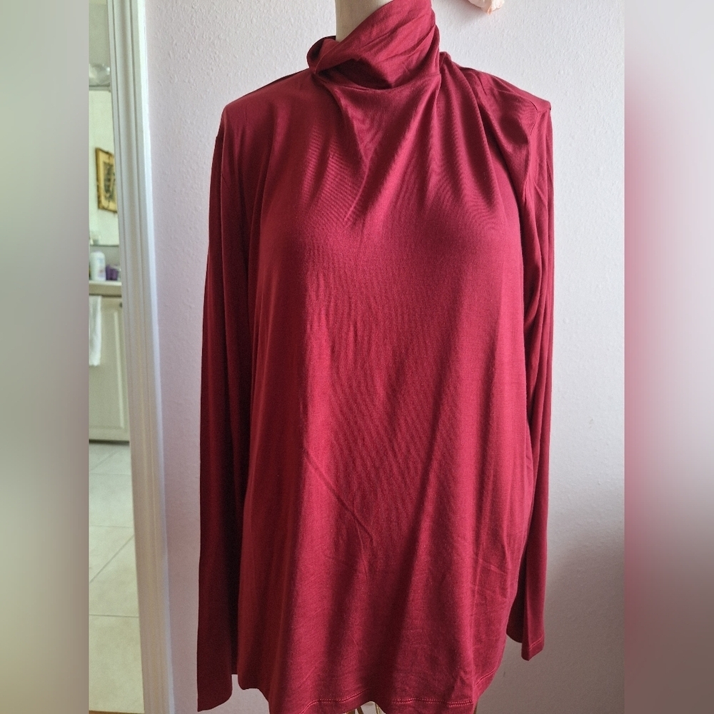 Elegant Red Women's Cowl Neck Sweater